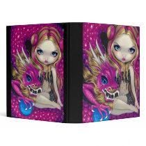 Shimmering Pink Dragon BINDER fairy fantasy