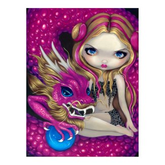 Shimmering Pink Dragon fantasy fairy Art Print print