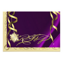 Shimmering Plum RSVP Snowflake Invitation
