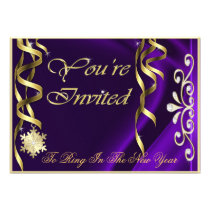 Shimmering Purple Soiree New Years Eve Invitation