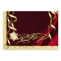 Shimmering Red RSVP Snowflake Invitation