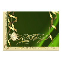 Shimmering RSVP Lime Snowflake Invitation