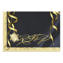 Shimmering RSVP Snowflake Grey Invitation