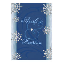 Shimmering Snowflake Blue Winter Wedding Invite