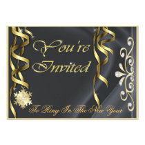 Shimmering Soiree Grey New Years Eve Invitation