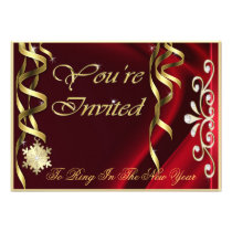 Shimmering Soiree New Years Eve Red Invitation