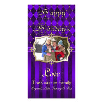 Shimmering Stripes & Diamonds Purple Photo Card