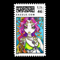 Shimmery Rainbow Koi Tattoo Mermaid Postage postage