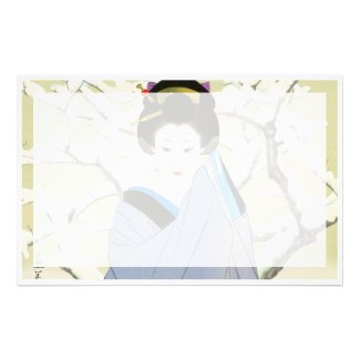 Shimura Tatsumi Two Subjects Japanese Women Snow Stationery Design