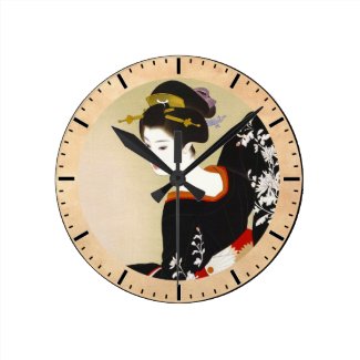 Shimura Tatsumi Two Subjects of Japanese Women Wall Clock