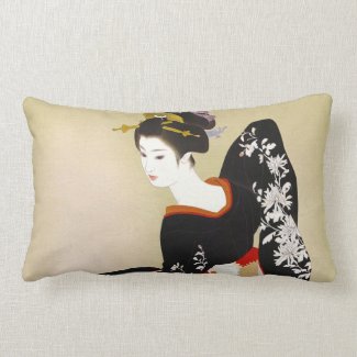 Shimura Tatsumi Two Subjects of Japanese Women Throw Pillows