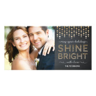 Shine Bright Holiday Photo Card - Gold Photo Greeting Card