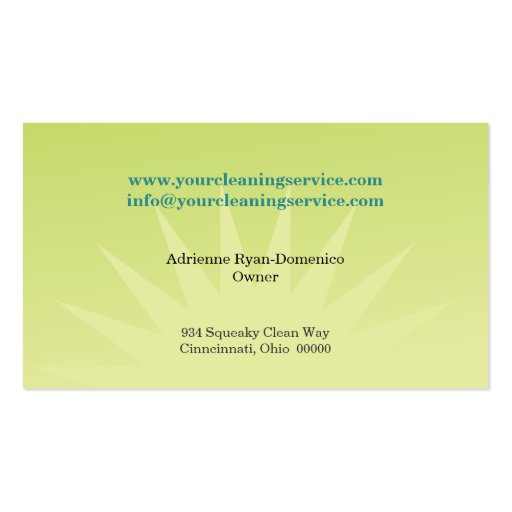 Shining Bright Cleaning Service Business Card (back side)