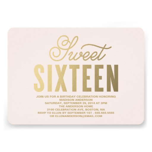 Shining Gold | Sweet Sixteen Invitation