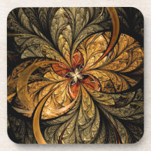 Shining Leaves Fractal Art Coaster