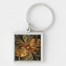 Shining Leaves Fractal Art Keychain