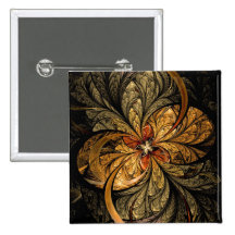 Shining Leaves Fractal Art Pinback Buttons