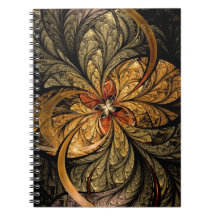 Shining Leaves Fractal Art Spiral Note Books