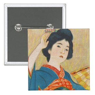 Shinsui Ito Maiko japanese vintage geisha portrait Pinback Buttons