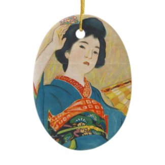 Shinsui Ito Maiko japanese vintage geisha portrait Christmas Ornament
