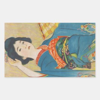 Shinsui Ito Maiko japanese vintage geisha portrait Rectangular Sticker