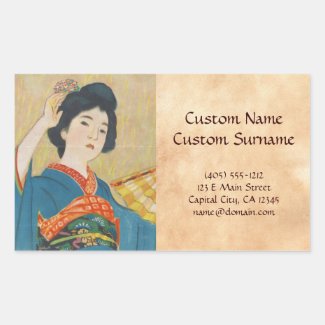 Shinsui Ito Maiko japanese vintage geisha portrait Rectangular Stickers