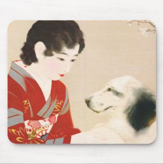 Shinsui Ito Shufu No Tomo Pet Dog japanese lady Mouse Pads
