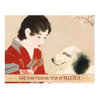 Shinsui Ito Shufu No Tomo Pet Dog japanese lady Postcards