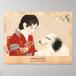Shinsui Ito Shufu No Tomo Pet Dog japanese lady Posters