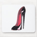 Shiny Black Left Stiletto Shoe Mouse Mat