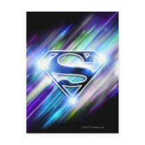 Shiny Blue Burst Superman Logo Post Card