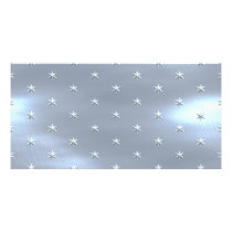 Shiny Brushed Star Metallic Texture Personalized Photo Card