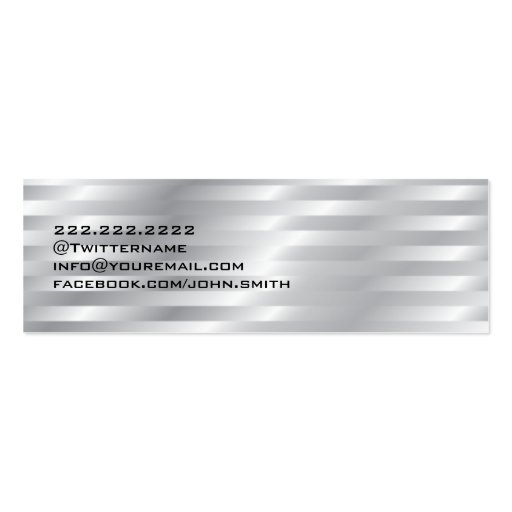 Shiny Chrome Stripes Mini Business Card (back side)