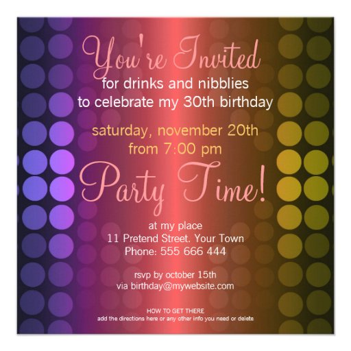 Shiny Disco Dots Special Party Invitation