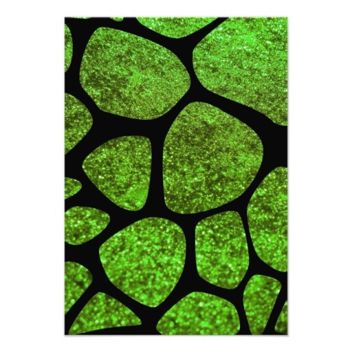 Shiny Glitter Dog Paws Paw-prints Green, Black Personalized Announcement
