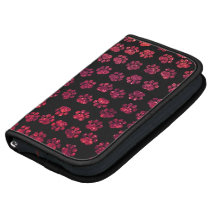 Shiny Glitter Dog Paws Traces Pawprints Red, Black Folio Planner