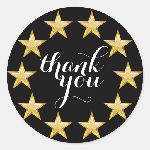Shiny Gold Stars Thank You Sticker | Zazzle