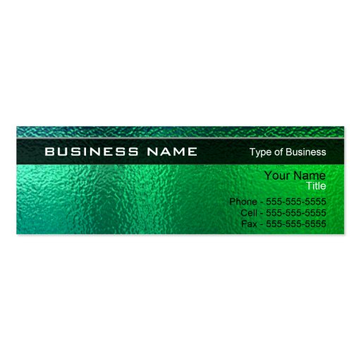Shiny Green and Blue Metal Generic Business Card Template (front side)