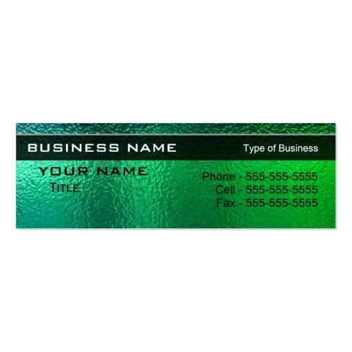 Shiny Green and Blue Metal Generic Business Card (front side)