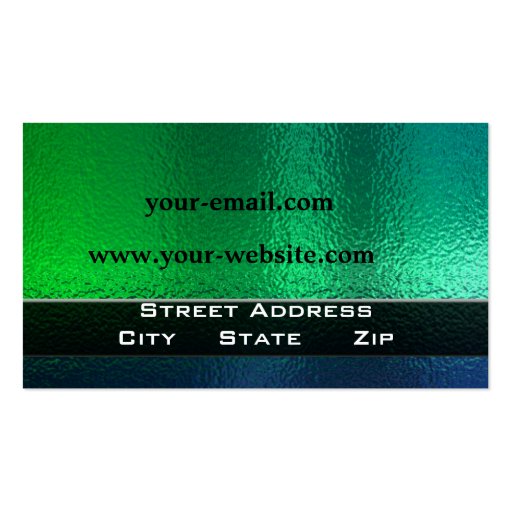 Shiny Green and Blue Metal Generic Business Cards (back side)