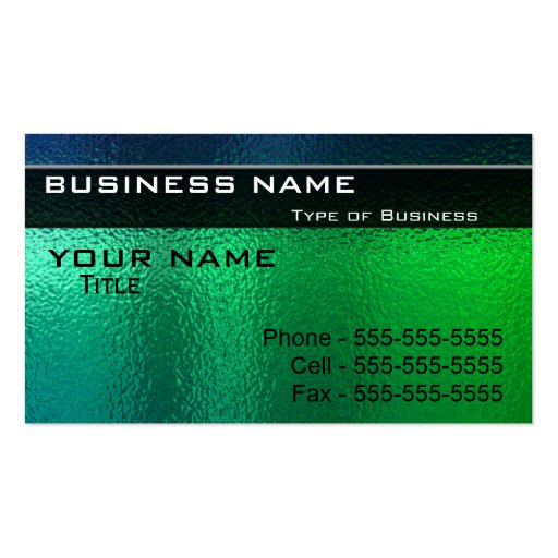 Shiny Green and Blue Metal Generic Business Cards