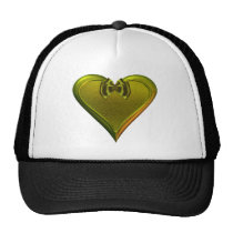 Shiny Green Heart hats