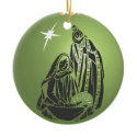 shiny green nativity ornament ornament
