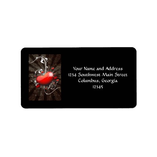 Shiny Heart with Swirly Grunge Background Custom Address Labels