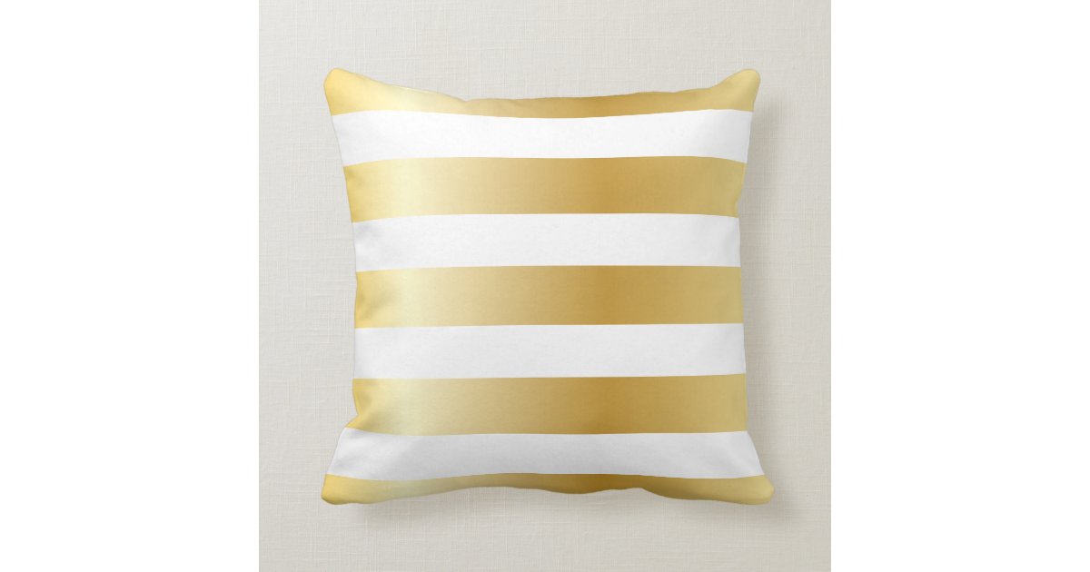 Shiny Metallic Wide Gold Stripe Pattern Throw Pillow Zazzle