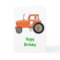 Shiny Orange Tractor Greeting Cards