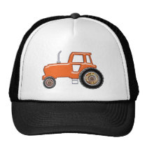 Shiny Orange Tractor Mesh Hat