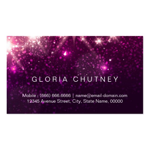 Shiny Purple Glitter - Fashion Stylist Business Card Templates (back side)
