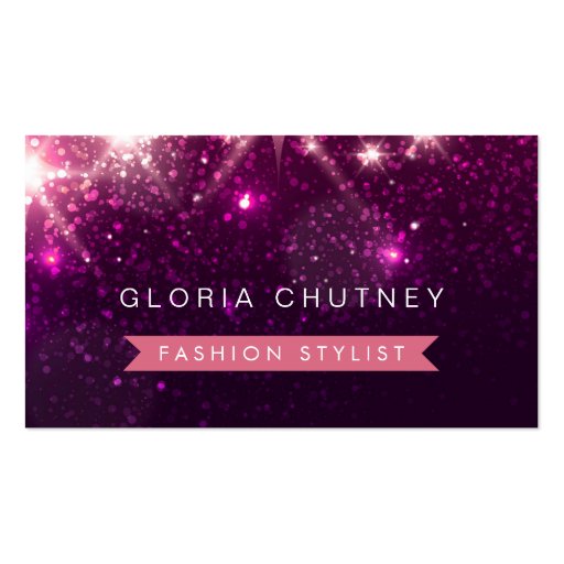 Shiny Purple Glitter - Fashion Stylist Business Card Templates (front side)