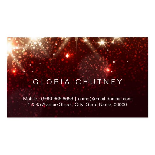Shiny Red Glitter - Fashion Designer Business Card Templates (back side)